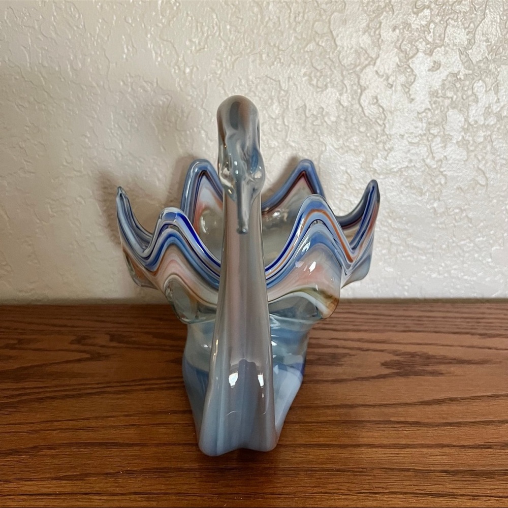 Vintage Hand-blown Art Glass Swan Bowl/Planter - Picture 2 of 11